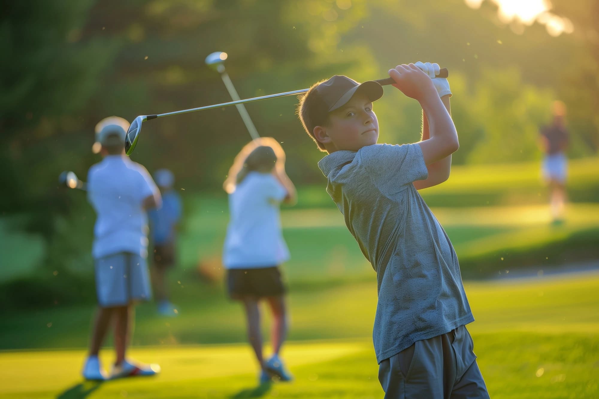 A golfer ready to take a shot on the course
